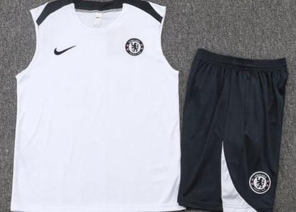 Chelsea Kit White Jersey + Shorts - No Sleeve 25/26