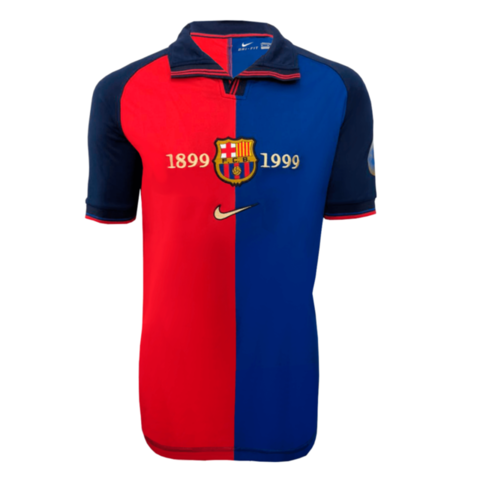 Barcelona 100 Years Retro Shirt 1999 Blue and Claret
